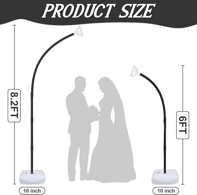 AerWo [Upgraded] Balloon Arch Kit Stand, 8.2ft+6ft Half Arch Balloon Stand with Base, Free Bending Top Balloon Arch Frame Curve for Floor, Perfect Birthday Wedding Christmas Decorations