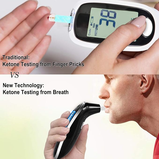 Ketone Meter & Breath Analyzer - Portable, Professional Home Breath Ketosis Meter Advanced Ketosis Breath Tester with 10 Mouthpieces | Breath Ketone Testing for Keto Tracking