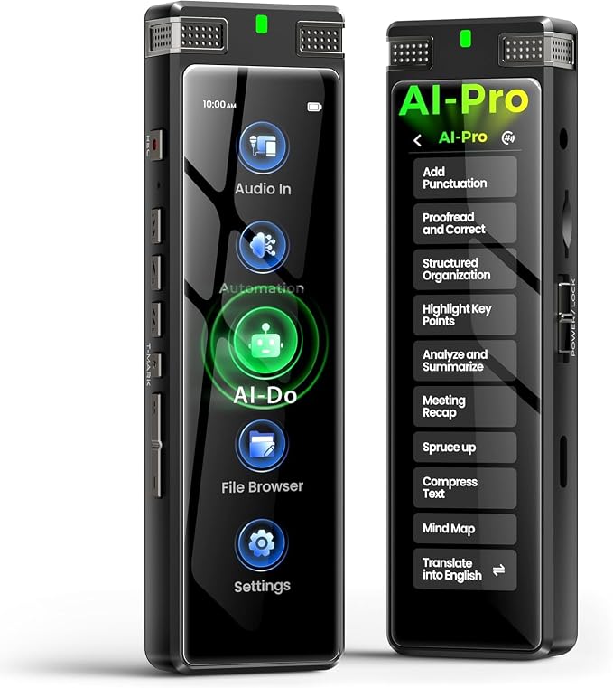 8GB AI Voice Recorder, TIMMKOO Digital Voice Recorder with Playback, Offline Transcribe and Online Summarize/Mindmap/Translation Base on AI Technology, Voice Activated Audio Recorder (Black