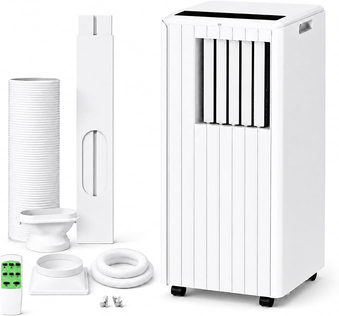 8000 BTU Portable Air Conditioners, 4-in-1 Portable AC with Cooling, Dehumidifying & Fan Functions, Sleep Mode, 24-Hour Timer, Remote Control and Easy Installation, for Office