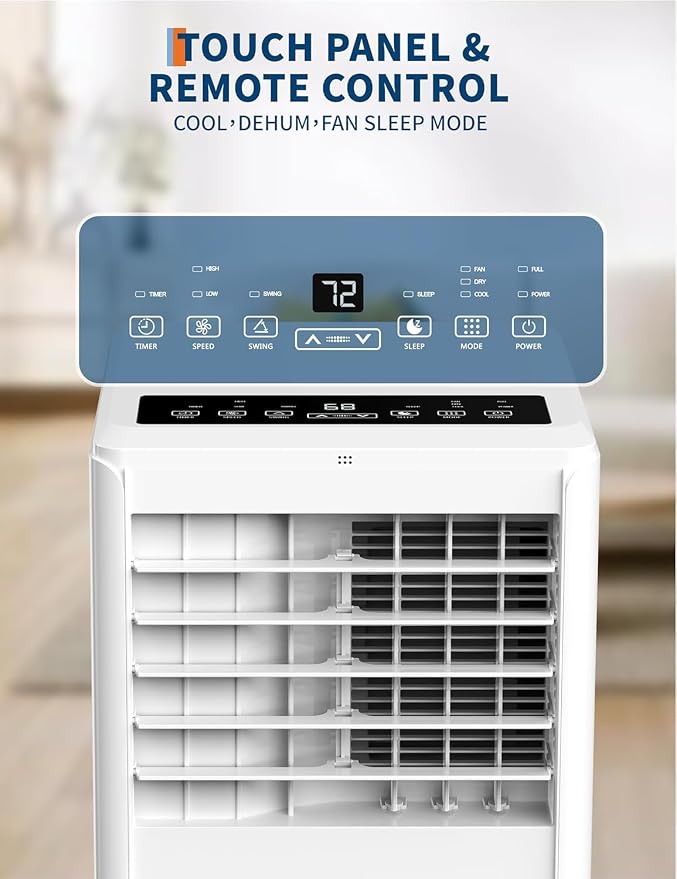 Garvee 8000 BTUs Portable Air Conditioner for 350Sq.Ft Max.Remote Control 48dB Portable AC Unit, Dehumidifier, Fan, Sleep, 24H Timer&Installation Kit, DOE Certified, Ceer 6.2,White White