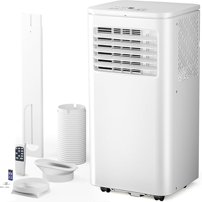 Antarctic Star 8000 BTU Portable Air Conditioner, 4-in-1 AC Unit with Cooling, Dehumidifier & Fan Modes, Sleep Mode, 24H Timer & Remote Control, Moving Wheels & Window Installation Kit