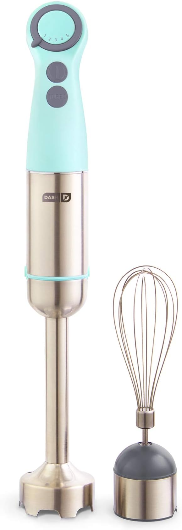 Dash Chef Series Immersion Hand Blender, 5 Speed, 330W Handheld Stick Blender with Whisk Attachment, Stainless Steel Blades for Soups, Sauces, Smoothies & Purées - Aqua