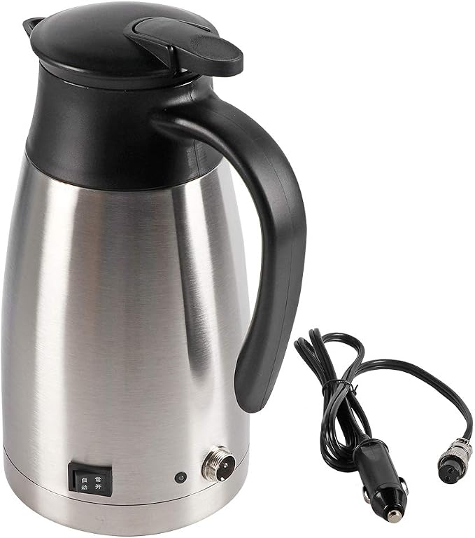 Travel Kettle, Car Electric Kettle Car Kettle 12V 1000ml Stainless Steel Car Electric Heating Kettle Portable Travel Car Car Kettle Heating Cup for Tea Coffee Making, Fast Heating Speed