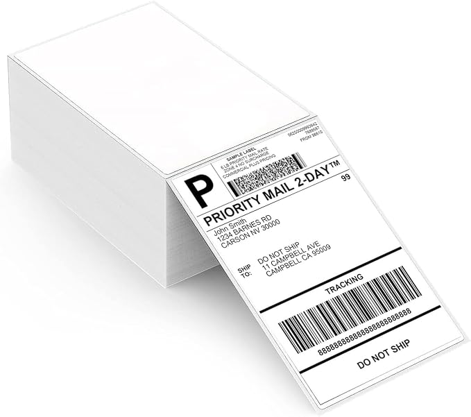 ASprink 241BT Bluetooth Thermal Label Printer 4X6 - Wireless Shipping Label Printer for Small Business & 4"x 6" Fanfold Thermal Labels (Fanfold Style & 500 Labels)