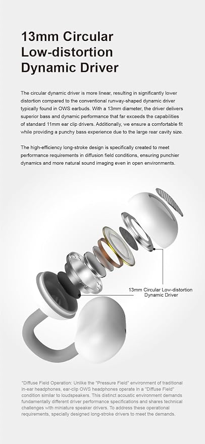 Moondrop Pill Open Ear Headphones Bluetooth 6.0 OWS Hanging Earphones IPX4 Open Ear Clip Wireless Earbuds Built-in AI ENC MD-0WS-003 (RED)