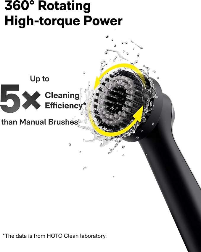 HOTO Cordless Electric Spin Scrubber, IPX7 Waterproof, for Bathroom, Kitchen, Tile, Shower, Grout, Corners