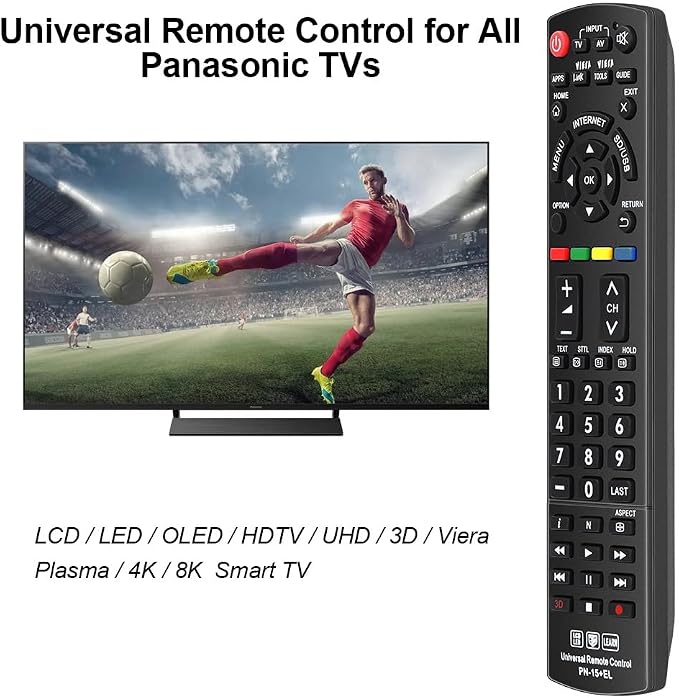 for Panasonic TV Remote Replacement, Compatible with All Panasonic LED/LCD/Viera Link/HDTV/ 3D Smart TVs