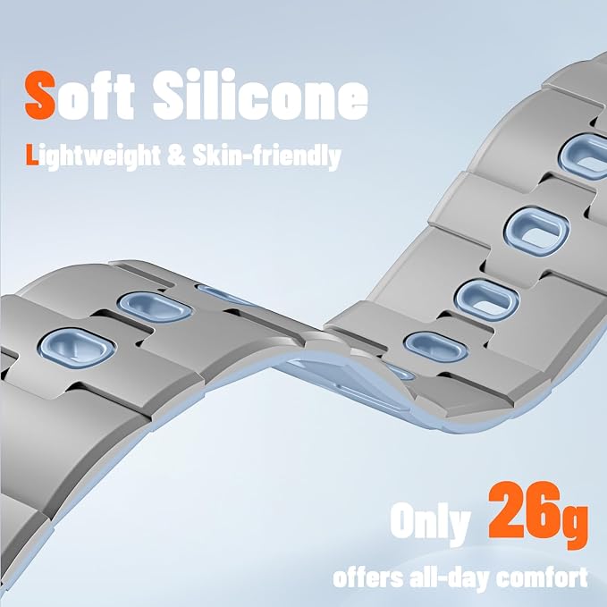 Bandletic Strong 20 Magnetic Bands Compatible with Samsung Galaxy Watch 7/FE/6/5/4 Band 40mm 44mm/Galaxy Watch 5 Pro 45mm/Watch 6 4 Classic 42mm 46mm 43mm 47mm, LightGrey IceBlue