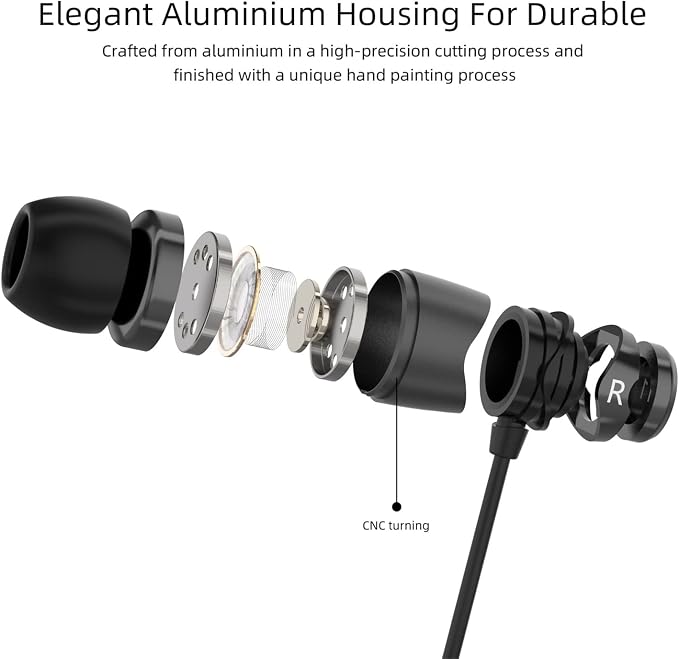 SoundMAGIC E11C Wired Earbuds, Built-in Mic, HiFi Sound, 3.5mm Jack, Black | Crystal-clear call clarity, Balanced accurate sound, Rich bass,Full aluminium housing, Silver-plated cable, Comfortable fit