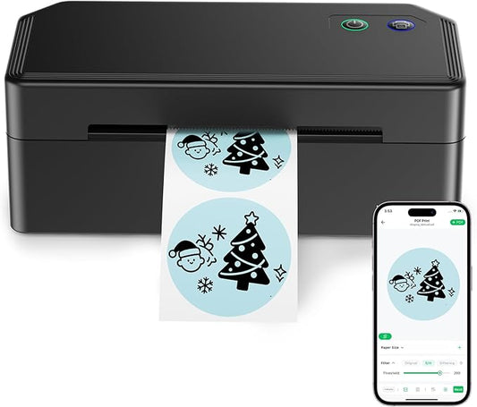 SVANTTO Bluetooth Thermal Label Printer, 4x6 Shipping Label Printer for Small Business, Compatible with iOS, Android, Windows, Mac, Amazon, Ebay, Shopify, USPS, UPS, Etsy, Black