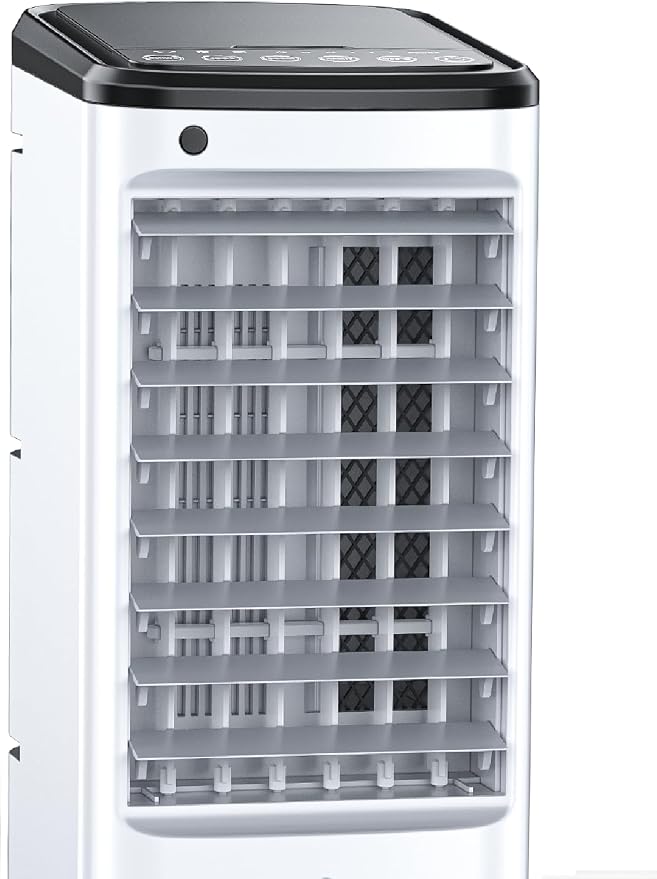 Evaporative Air Cooler, Swamp Cooler Air Conditioner w/ 12H Timer for Auto-off, 6 Upgraded Ice Packs, 3-Speed Windowless Air Conditioner, Smart Remote, Dual Tank Portable Air Cooler for Room