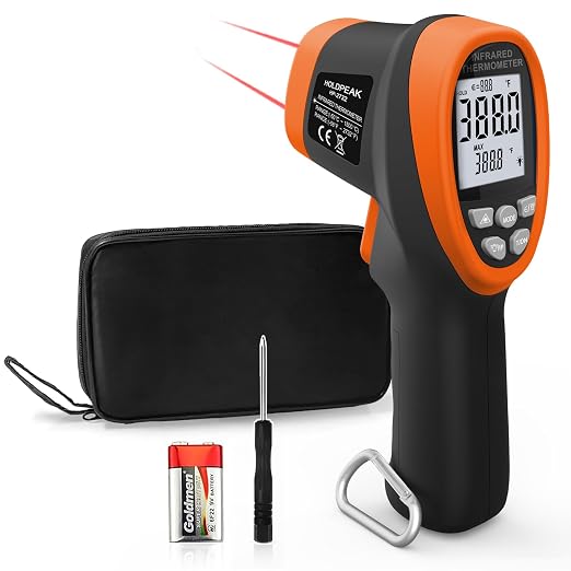 HOLDPEAK Pyrometer D:S=30:1, High Temp Infrared Thermometer -58℉~2732℉, Non-Contact Industrial Laser Thermometer Gun, Digital IR Temperature Gauge 2732 (NOT for Human)