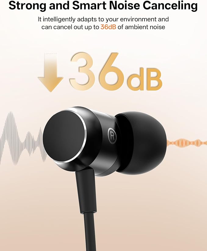 Neckband Bluetooth Headphones, Wireless Bluetooth 6.0 Earbuds with Microphone, Comfortably Light, Deep Bass Earphones 35H Playtime, IPX5 Waterproof, Magnetic Headset for Workout (Black)