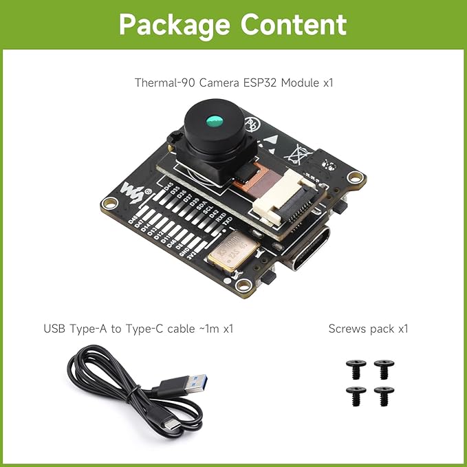 Waveshare ESP32-S3 IR Thermal Imaging Camera Module, Type-C Port, 80×62 Pixels, 90 ° Field of View Angle