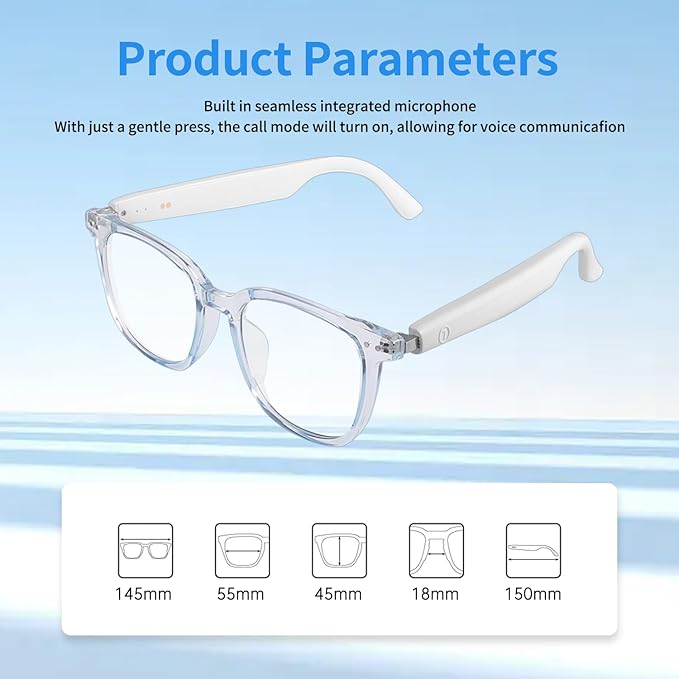 AI Smart Glasses, Bluetooth Translation Glasses for Men Women, Smart Audio Sunglasses with Real Time Translation(160+Languages), Photochromic Lenses, Music Blue Light Glasses for Travel Business-C