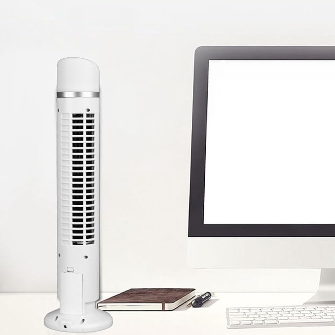 Portable Bladeless Tower Fan USB Desk Cooling Fan Quiet Night Light Air Circulator for Home Bedroom Office Sleep Aid Personal Space