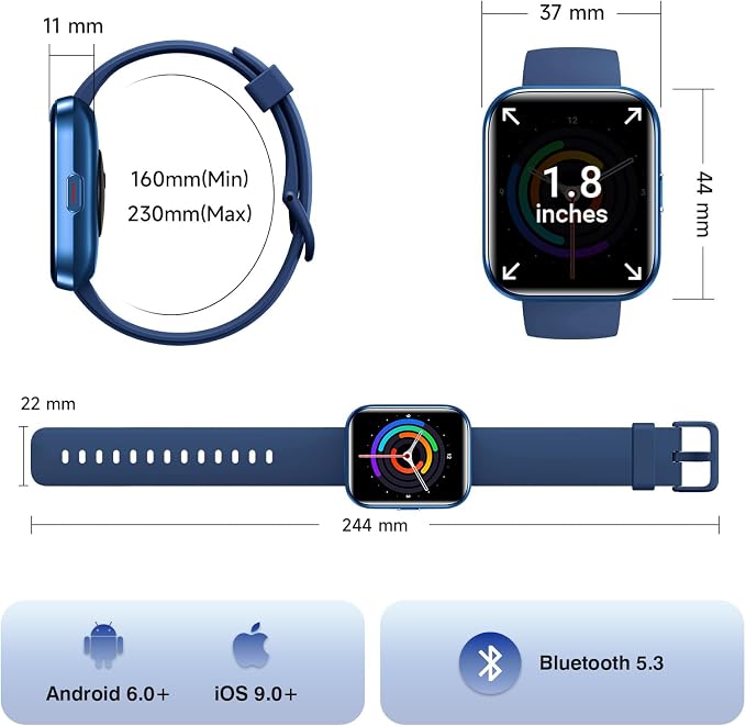 Smart Watches for Men (Android & iPhones), 1.85" HD Alexa Built-in Smart Wacth With Heart Rate Monitor, Sleep/Step Tracker, 120+ Sport Modes Fitness Tracker Watch for Women, IP68 Waterproof Watch