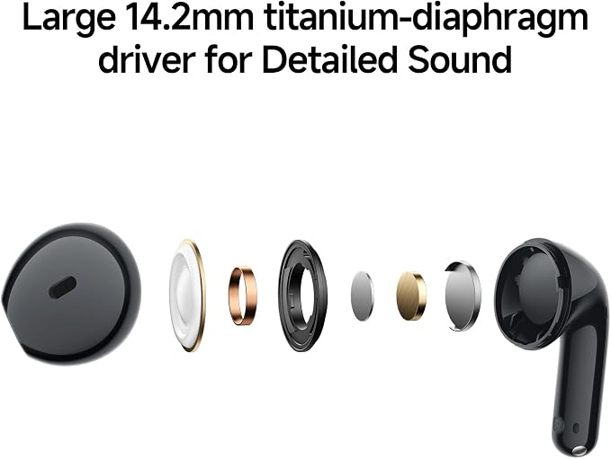 Redmi Buds 8 Active, Wireless Earphones with Semi-in-Ear Design, 14.2mm Titanium Diaphragm Drivers, Bluetooth 5.4, 37H Long Battery Life, Dual Mic AI Noise Cancellation, Google Fast Pair, Black