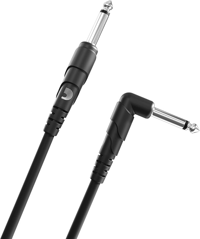 D'Addario Guitar Cable - Guitar Lead - 1/4 Inch Male to 1/4 Inch Male - Classic Series - 10 Feet/3.05 Meters - Straight End/Right Angle - 1 Pack