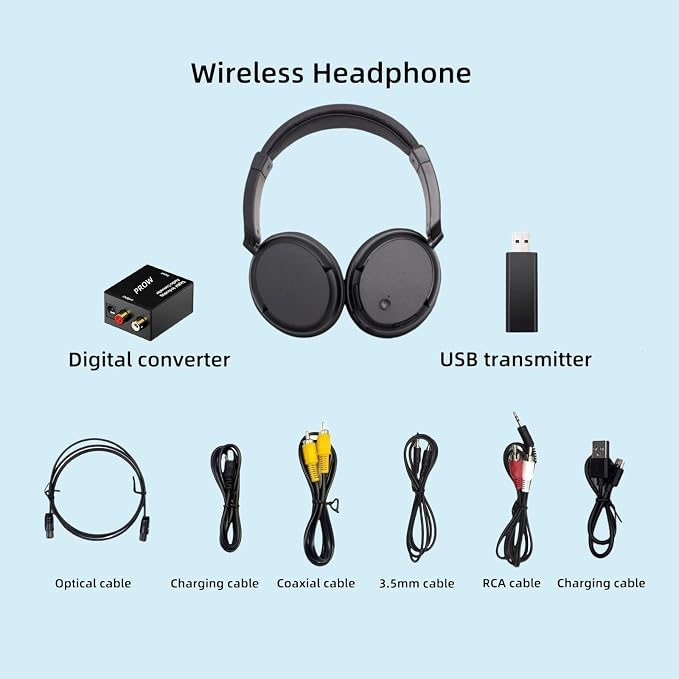 Wireless Headphones for TV, Bluetooth5.3 Over Ear Headphone with RM Radio Function, Lightweight Wireless TV Headset for Seniors, 30Hrs Playtime, No Audio Delay Blutooth Headsets for TV,Phone,Computer