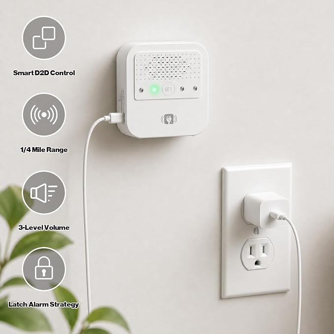 YoLink Smart Power Fail Alarm, AC Power Outage Alert, LoRa Long-Range Wireless, Remote Monitoring, App Alerts, Text/SMS, Email Alerts, YoLink Hub Required!