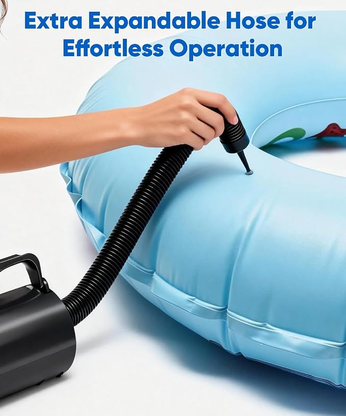 Electric Air Pump with Hose for Inflatables, High Power Inflator Deflator Blow Up Pump with 6 Nozzles, Pool Toy Float Pump for Pool Floats, Air Mattress, Toys, Gym Mat, 320W, 1.5PSI, 120V AC