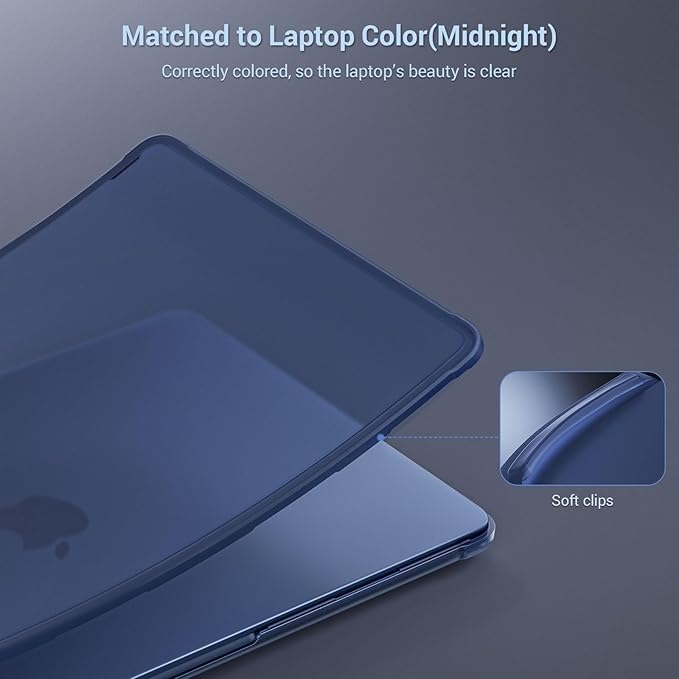 MOSISO Compatible with MacBook Air 13 inch Case M5 M4 M3 M2 2026-2022 A3449 A3240 A3113 A2681,Protective Hard Case&Keyboard Skin&Screen Film&Type C with TPU Bumper for MacBook Air 13.6, Midnight Clear