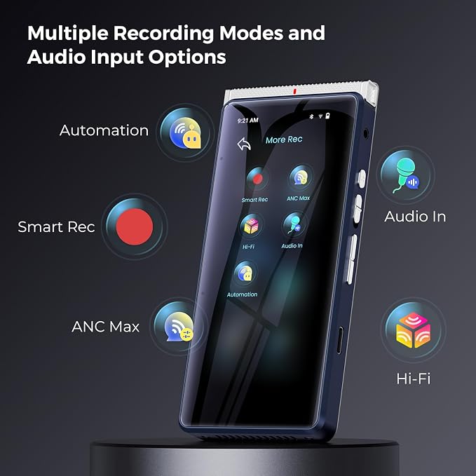 Innioasis PR1 AI Voice Recorder, Transcription & Translation with AI, 3.99 inch 64GB Smart Summarize, Offline AI Processing Note Taker for Meeting & Lectures, Translation for Business Travel, Silver