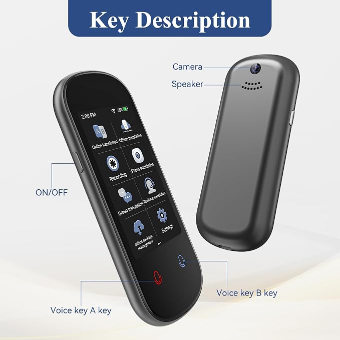 Language Translator Device, VORMOR Two-Way AI Voice Translator for Voice/Text/Offline/Photo Translation 150+ Language Online Translation Portable Tow Way Translator Device for Business Learning Travel