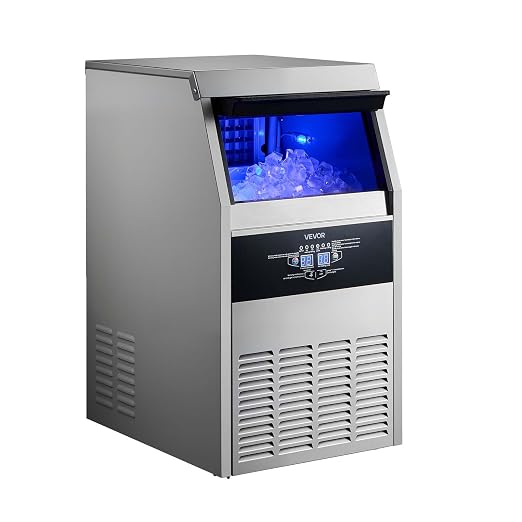 VEVOR Commercial Ice Maker Machine, 150 lbs/24h with 30 lbs Storage Capacity, Dual Water Inlet,Built-in/Freestanding/Under Counter, Stainless Steel Ice Maker with LED Display, for Home Bar Restaurant
