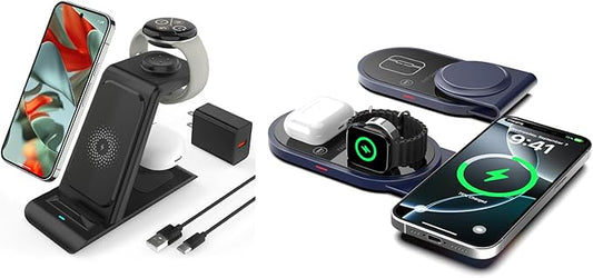 3 in 1 Wireless Charger for Google Pixel Watch 3/2 & 3 in 1 Foldable Charging Station for Apple Multiple Devices