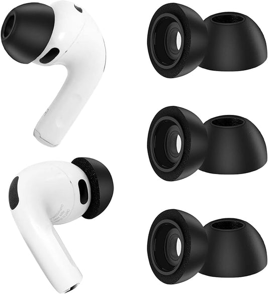 Replacement Ear Tips for AirPods Pro 3 (2025), Soft Memory Foam Eartips for AirPods Pro 3rd Generation, No Silicone Pressure, Anti-Slip Design, Fits Charging Case, 3 Pairs (M, Black)