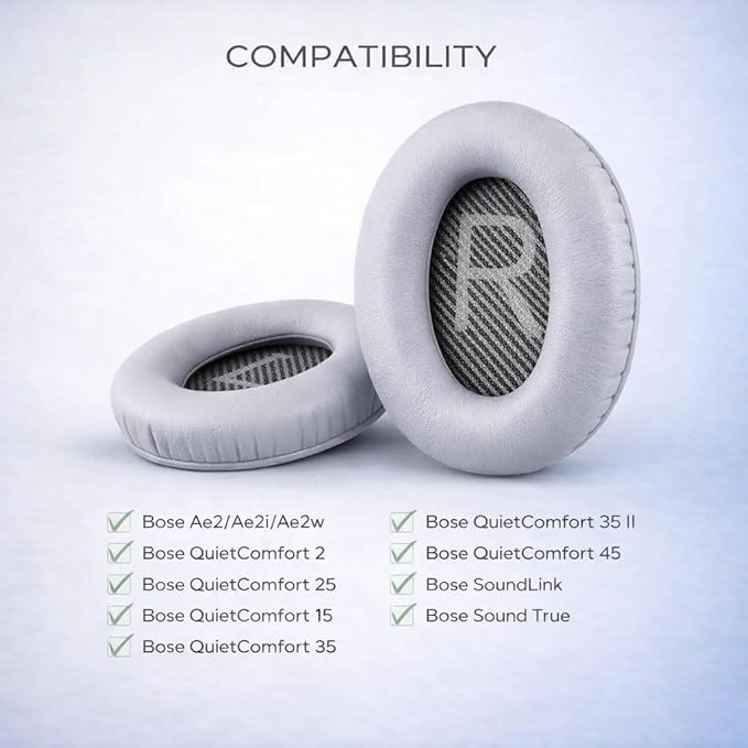 Replacement Ear Pads for Bose QuietComfort 35 (QC35) & Quiet Comfort 35 II (QC35 ii) Headphones, Soft Protein Leather Ear Cushions with Noise Isolation, Memory Foam, Extra Durability