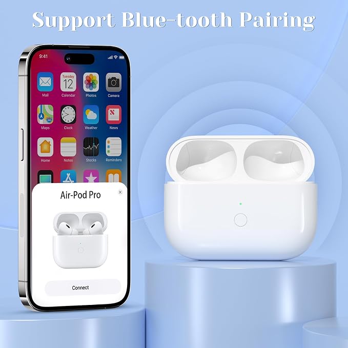 JKV Wireless Charging Replacement for AirPod Pro 1st 2st Charging Case with USB C Port, Only Compatible with AirPod Pro 2 Charging Case with Bluetooth Pairing Sync Button, no Airpod