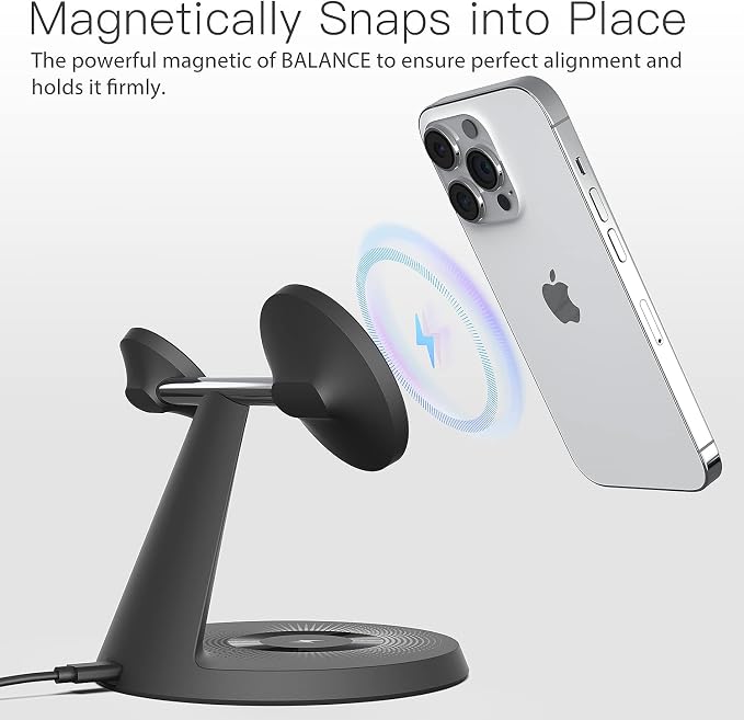 3-in-1 Wireless Charging Station for Apple Devices - Fast Charging Station for iPhone and Watch with MagSafe, Stable Charger Stand for iPhone 17 Air 16 15 14 13 12 Series & iWatch & AirPods