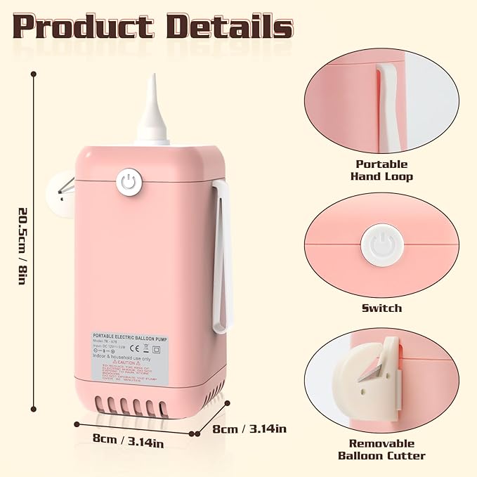 AXHJ Balloon Pump Electric Air Pumps, 2-in-1 Electric Air Balloon Pump，Balloon Inflator for 260q,Foil, Latex Balloons and Sport Balls