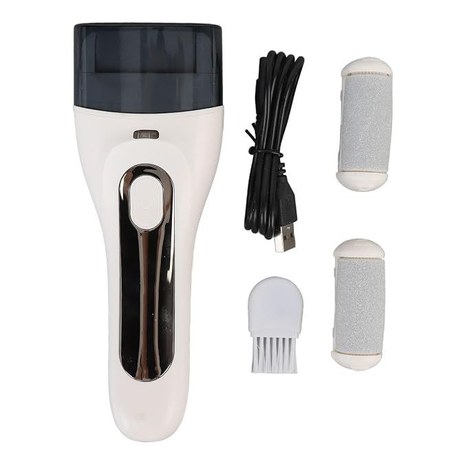 Electric Callus Remover, 3 Adjustable Speeds IPX7 Water Proof USB Rechargeable LCD Display Electric Foot File Portable Electronic Foot File Pedicure Tools Callus Remover Foot Scrubber Kit (White)