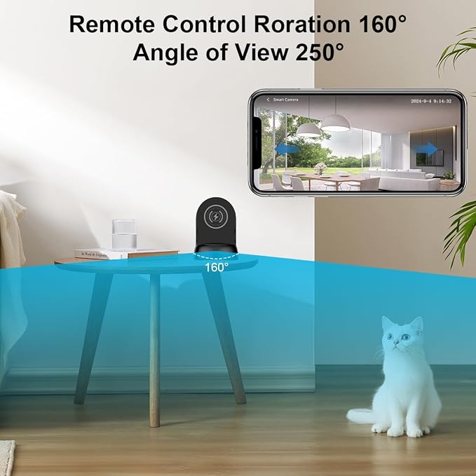 Security Camera WiFi Wireless Phone Charger, Security Cam Motion Activated,HD1080P(Rotate Lens) with 250°Viewing Angle, camaras espias ocultas for Home Office Security(2.4/5G)