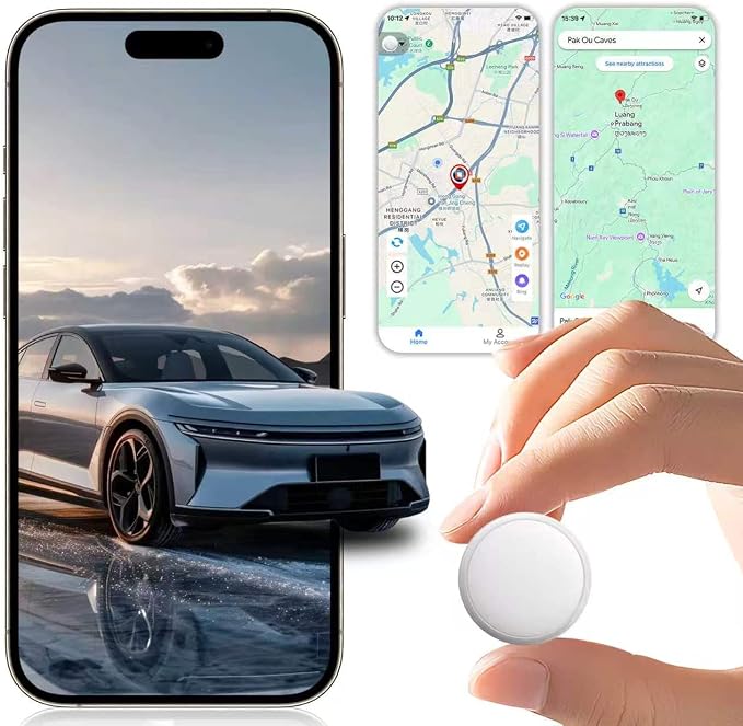 GPS Tracker for Vehicles, No Subscription Required, Magnetic Car Locator Compatible with iOS & Android, IP67 Waterproof Tracking Device, 1-Year Battery Life, Location History & Sharing