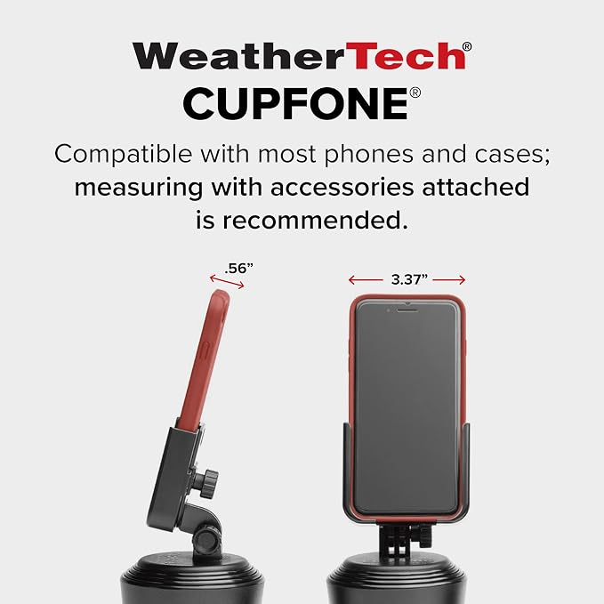 WeatherTech CupFone, Universal Cup Holder Phone Mount for Cars – Adjustable & Secure Fit with Open Access for Charging – Compatible with iPhone, Android - Metal Knobs, Gold