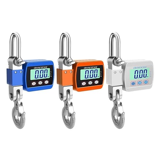 500Kg Digital Crane Scale Portable Hanging Heavy Duty 300Kg LCD Backlight Industrial Hook Scales Unit Change(300kg Orange)