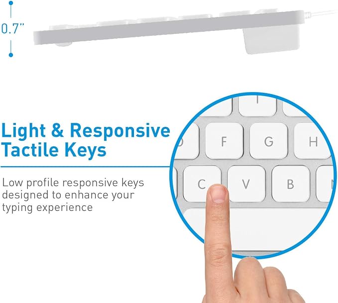 Macally Mini Wired Keyboard and a Quiet Wired Mouse, Office Essentials