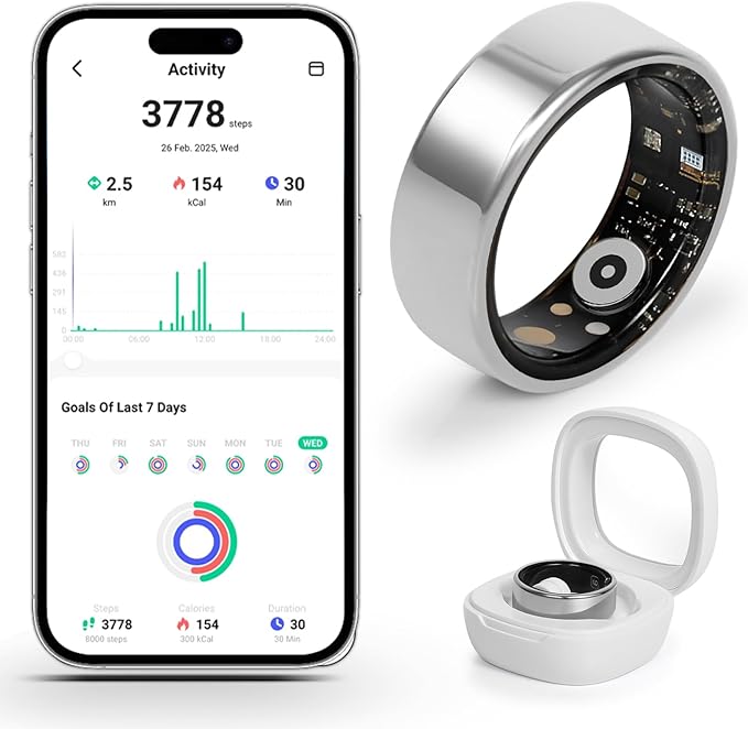Smart Ring for Women and Men – Fitness & Health Smart Ring with Heart Rate and Sleep Tracking – Waterproof Activity & Wellness Ring Compatible with iPhone and Android (11#)