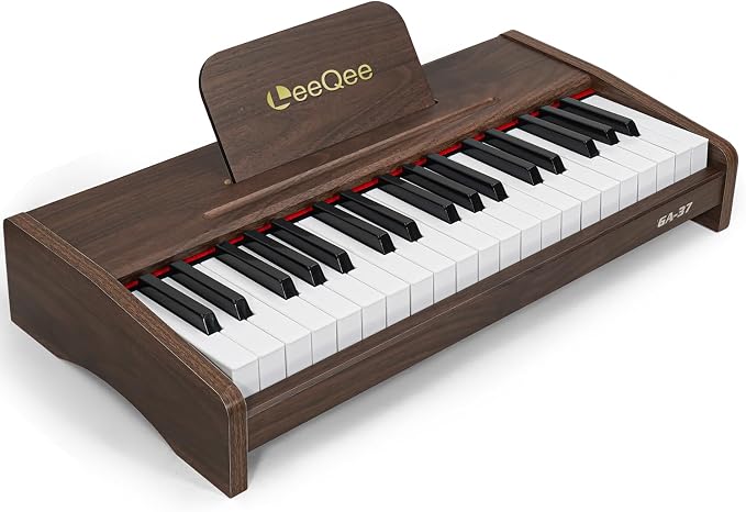 LeeQee 37-Key Wooden Kids Piano Keyboard Education Instrument Toy for Kids | Electronic Music Toy with Pro Sound, Educational Learning Modes - Best Toddler Educational Gift for Musicians 3+