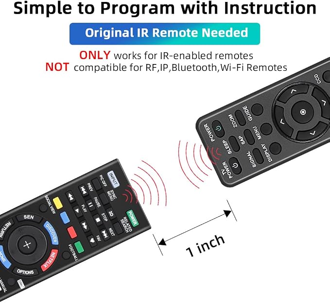 Gvirtue Universal Remote Control for Sony TV, Replacement for Almost All Sony Bravia 4K 8K UHD HD LED OLED LCD Smart TV, with Netflix Button