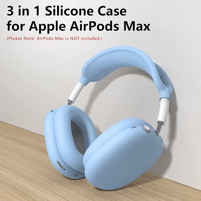 Silicone Case Cover for AirPods Max Headphones,Ear Pad Case Cover/Ear Cups Cover/Headband Cover for AirPod Max 2/1(2026/2024/2020)(USB-C/Lightning),Silicone Accessories for Apple AirPod Max 2,Sky Blue