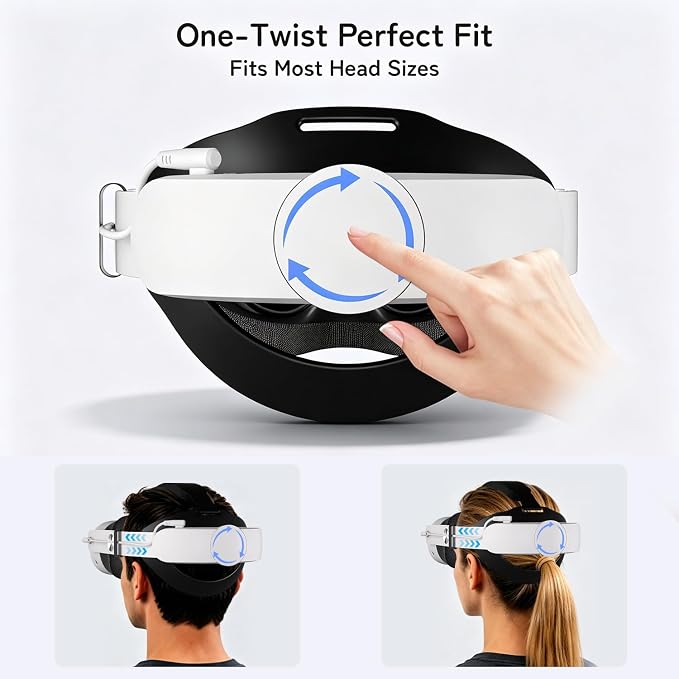 10000mAh Battery Head Strap Compatible with Meta Quest 3S / Quest 3 / Quest 2, Upgraded Elite Strap Replacement with Extend 4H Playtime, Comfortable Adjustable VR Accessories with Zero Facial Pressure