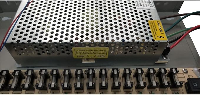 DC 12V 20 Amp 18 Channel/Port Power Supply Box Distribution for Security Cameras, IP CCTV DVR Surveillance System