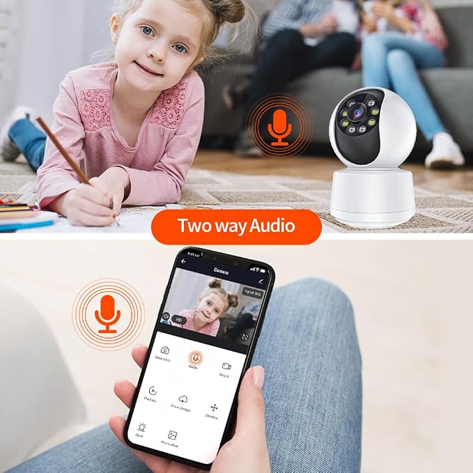 EVERSECU HD 2K 3.0MP WiFi Home Security Camera, 2.4G&5G WiFi Dog Camera, Humanoid Auto Tracking, 2 Way Audio, Night Vision, Compatible with Alexa, Baby Monitor Elder Pet Camera
